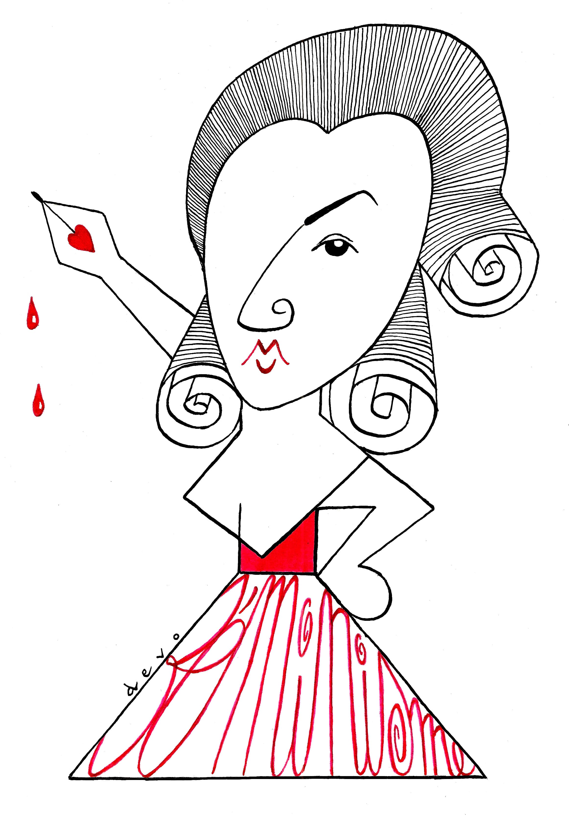 Caricature Olympe de Gouges par Devo